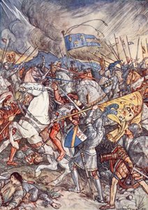A fornovói csata, illusztráció a "Bayard: The Good Knight Without Fear and Without Reproach", Christopher Hare, pub. 1911
